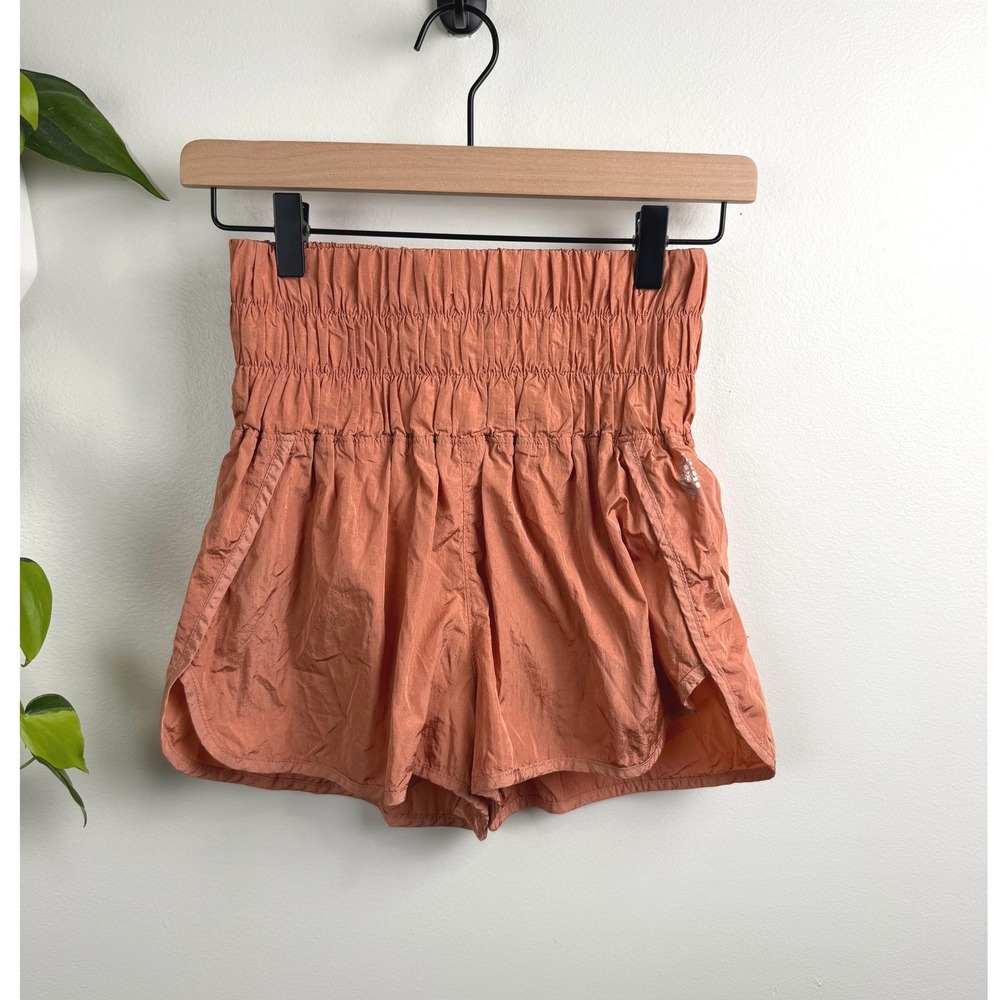 FP Movement The Way Home Shorts Clay Orange High Rise Smocked Athletic Small